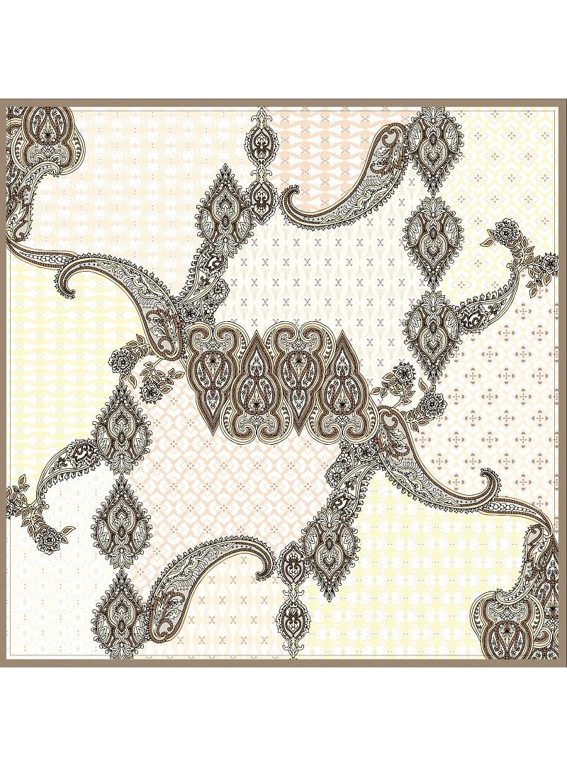 19v69 ITALIA Krem Desenli İtalyan Şifon Eşarp Askısı İle Birlikte 110x110 Cm