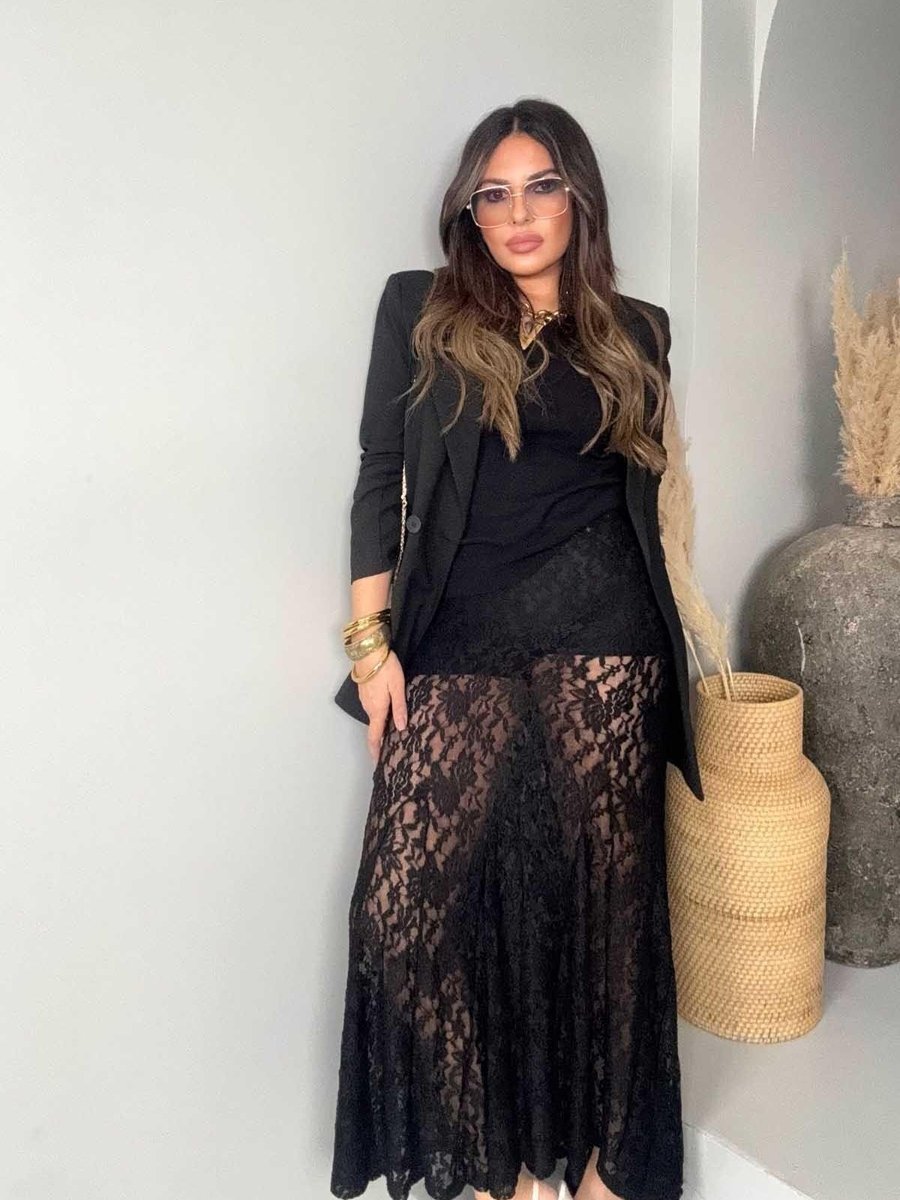 Sohotique By P Siyah Dantel İçi Astarlı Uzun Şort Etek