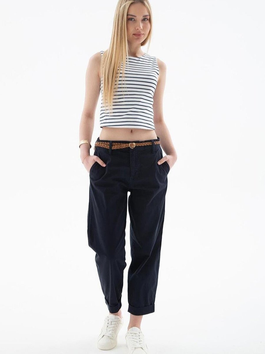 Fashion Friends Lacivert Cep Detaylı Pantolon