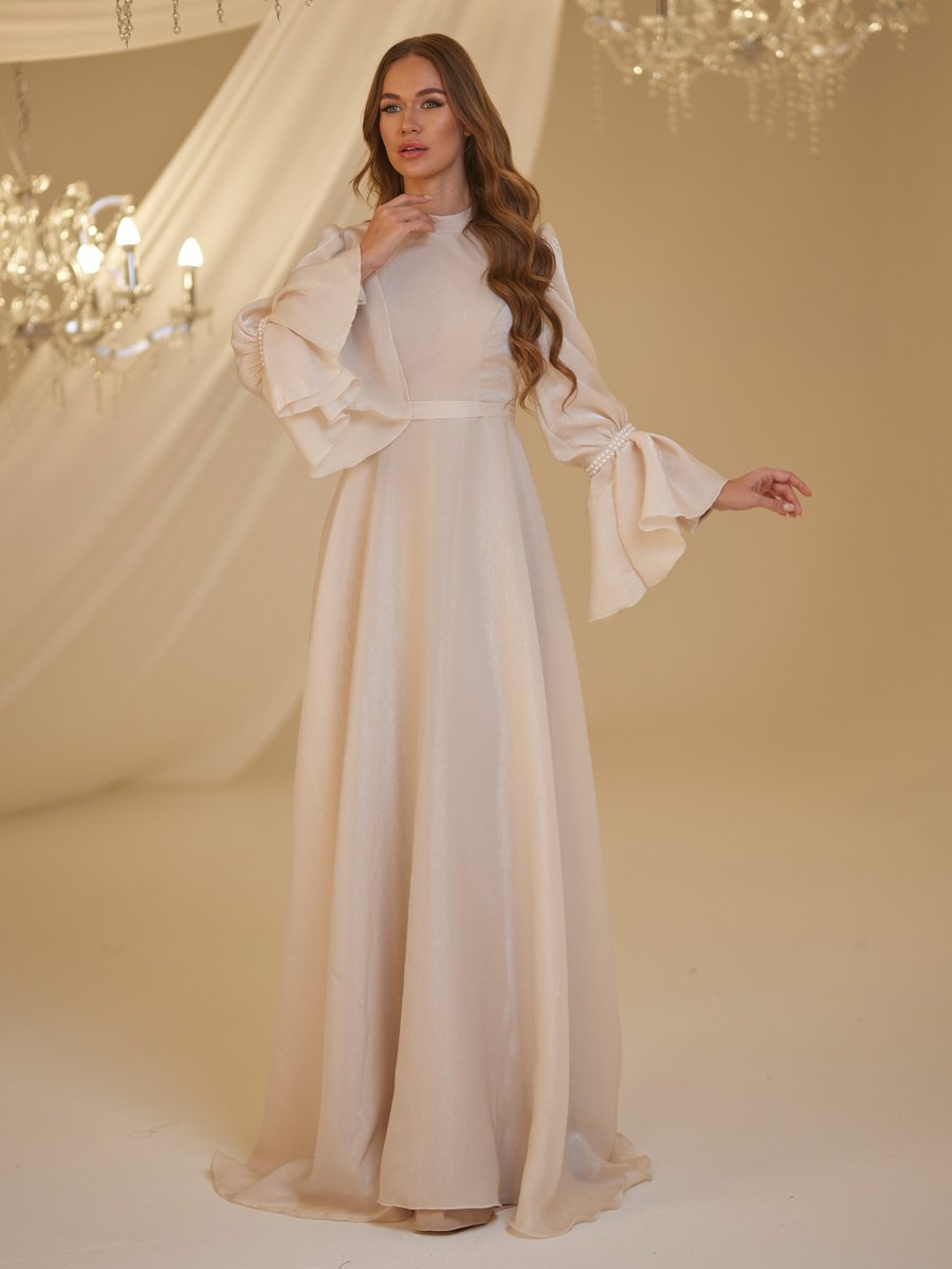 Burak Baran Fashion Vizon İnci Abiye Elbise