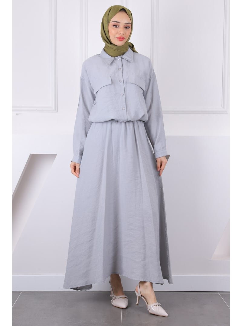 İmaj Butik Gri Gömlek Etekli Modal Takım