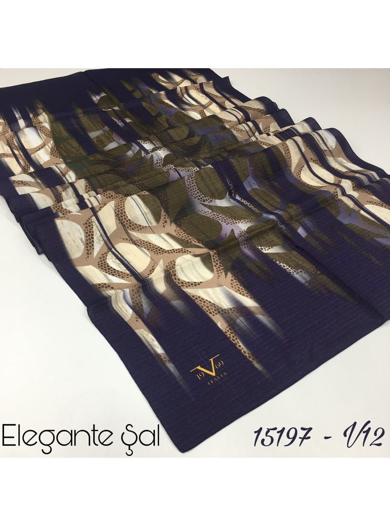 19v69 ITALIA Siyah Geometrik Desen Elegante Seri Viscon Şal Askısı İle Birlikte 75x200 Cm