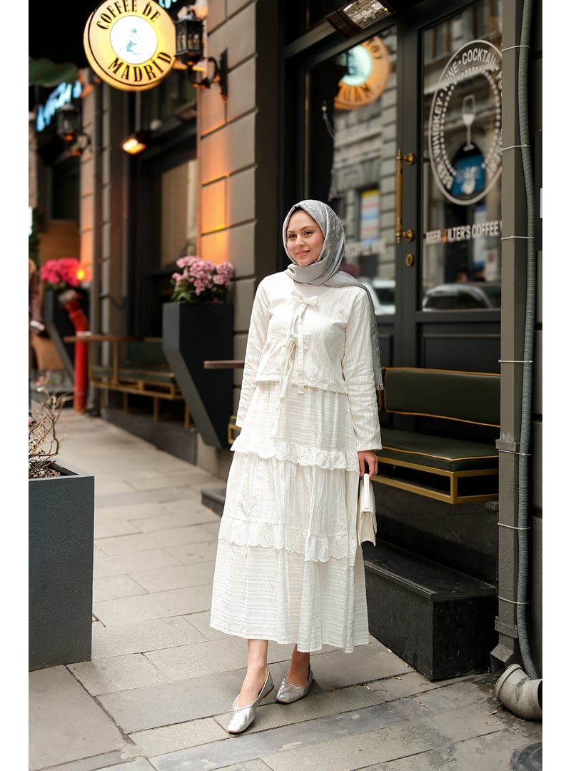 Locco Moda Beyaz Önü Kurdale Detay İkili Takım