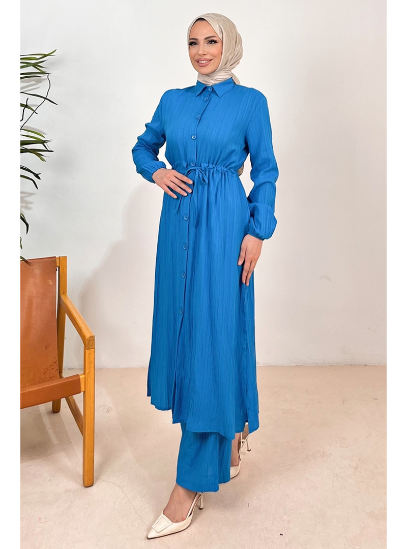 Bestenur Mavi Ersay Tunik Pantolon İkili Takım