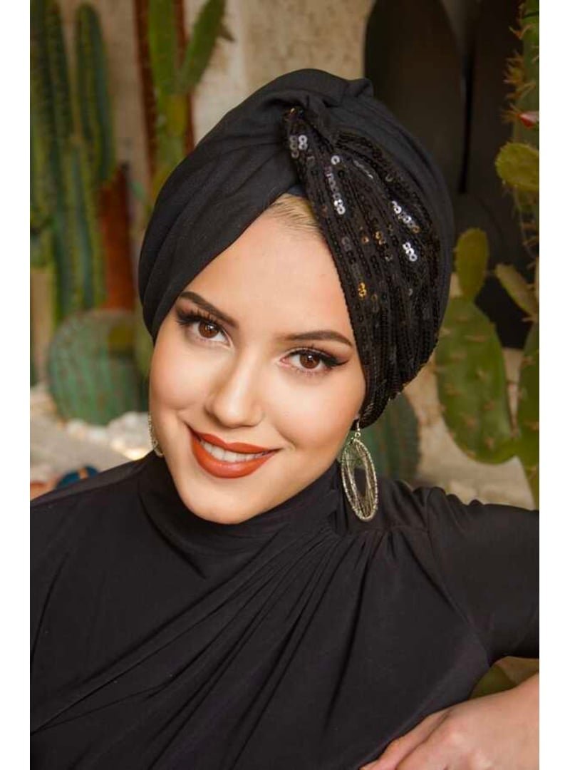 AİŞE TESETTÜR Payetli Burgu Model Dolgulu Abiye Bone