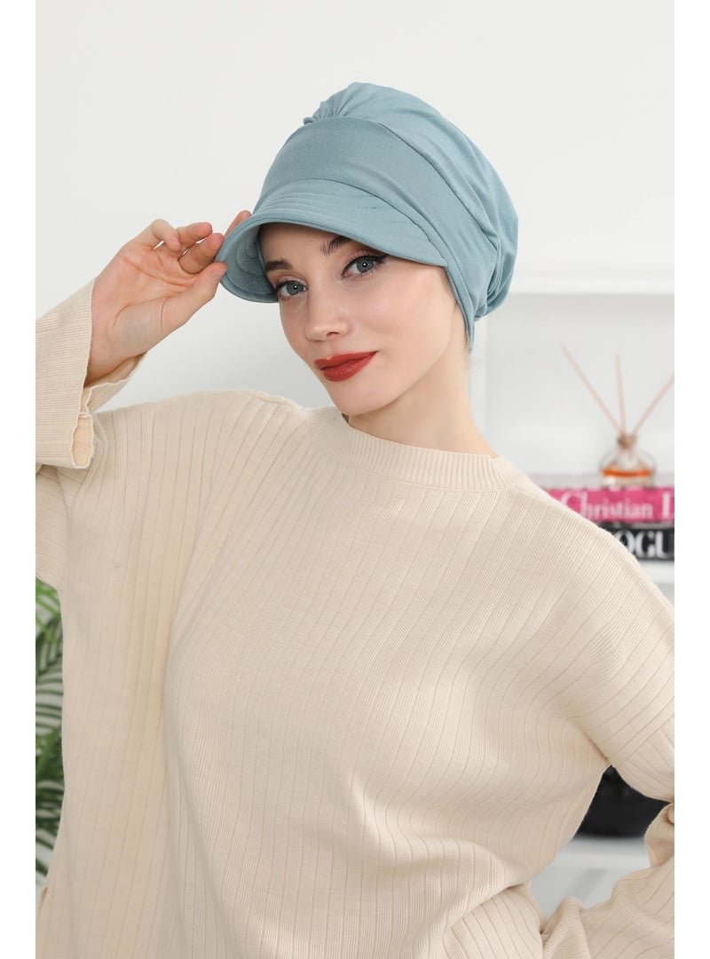 Aisha`s Design Koyu Mint Siperlikli Penye Şapka Bone,b
