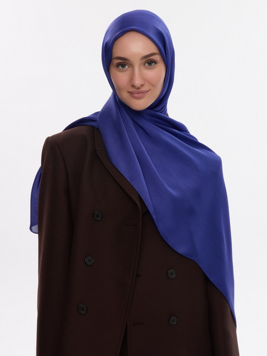 Camellia Scarfs İdol Saten Janjan Şal Morcivert