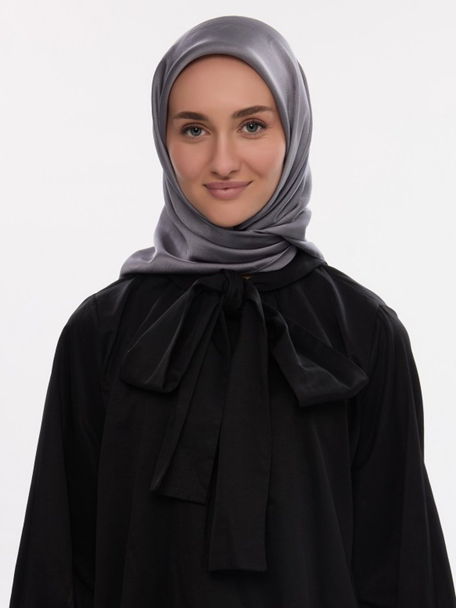 Camellia Scarfs Gri İdol Saten Janjan Eşarp