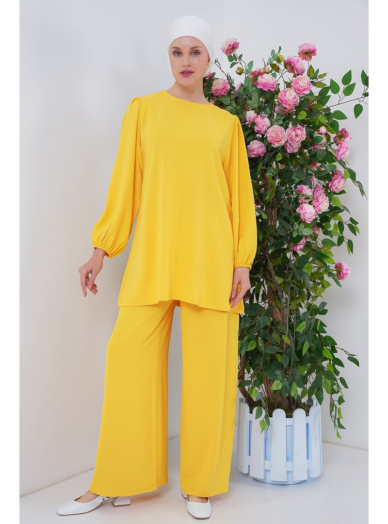 Bigdart Sarı Ayrobin Tunik Pantolon Alt Üst Takım