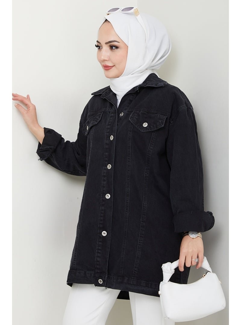 Bestenur Antrasit Saren Oversize Kot Ceket