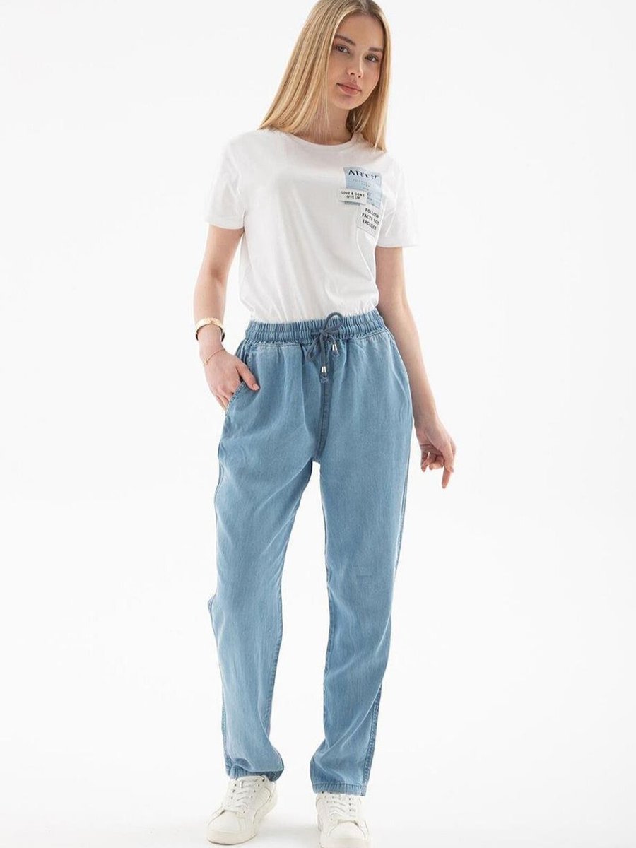 Fashion Friends Açık Mavi Beli Bağcıklı Pantolon