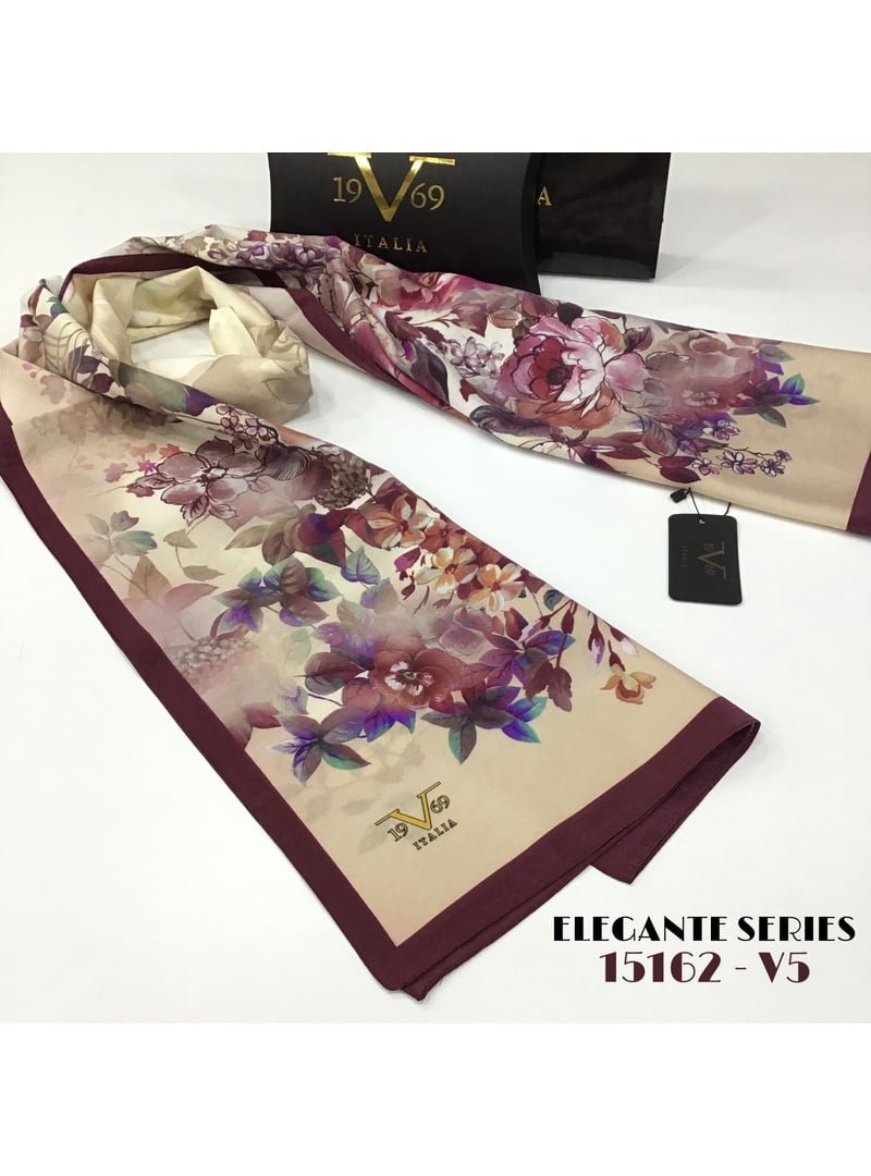 19v69 ITALIA Yeşil Siyah Çiçekli Desen Elegante Seri Viscon Şal Askısı İle Birlikte 75x200 Cm Mint