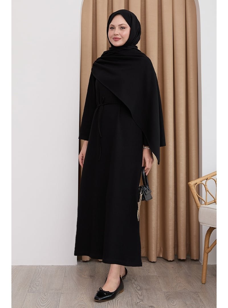 InStyle Şal Detay Siyah Modal Elbise