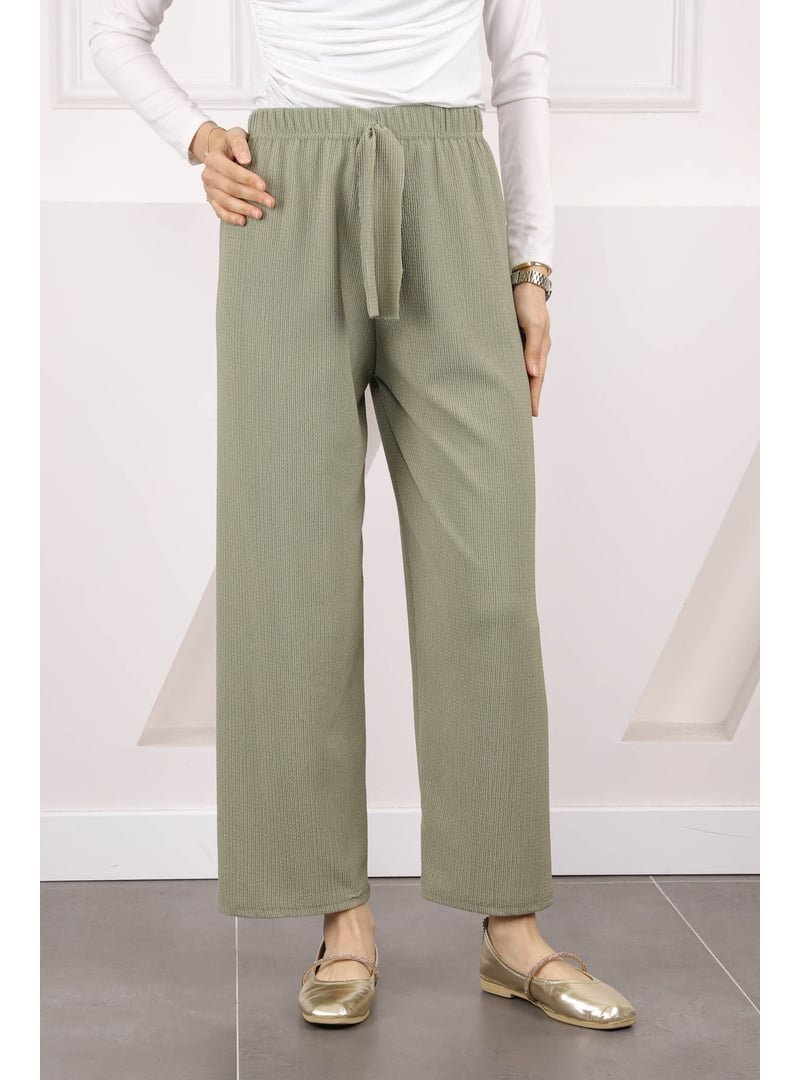 İmaj Butik Haki Bürümcük Bol Paça Pantolon
