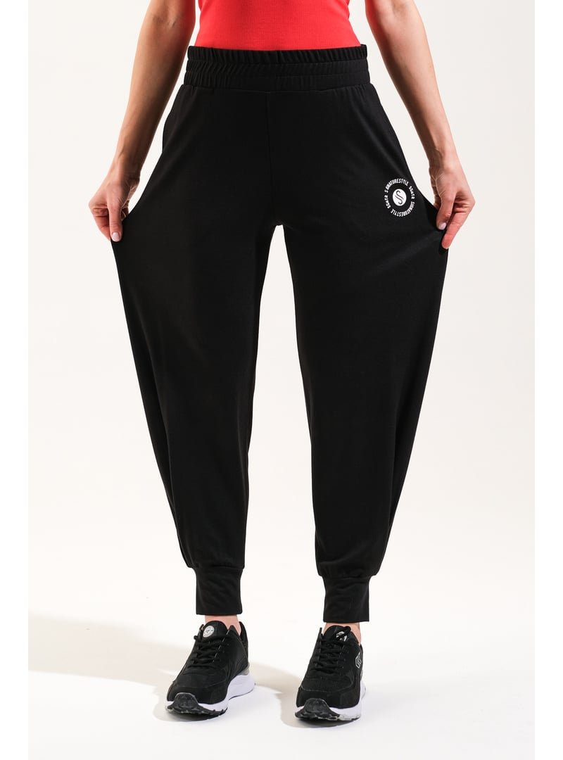 SGNTR 725911_beli Lastikli Hafif Modal Kumaş Şalvar Görünümlü Harem Pantolon Yoga Pantolonu