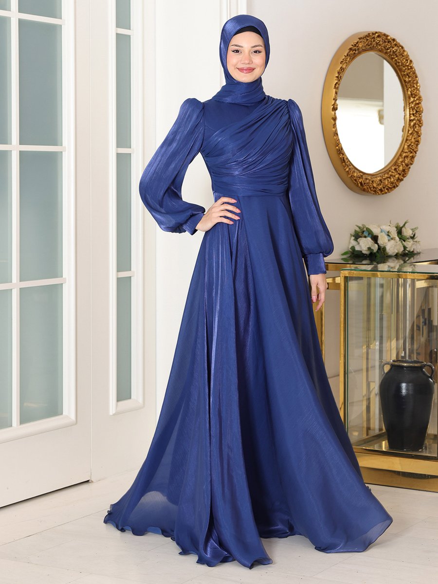 Azra Design Lacivert Bahar Abiye Elbise