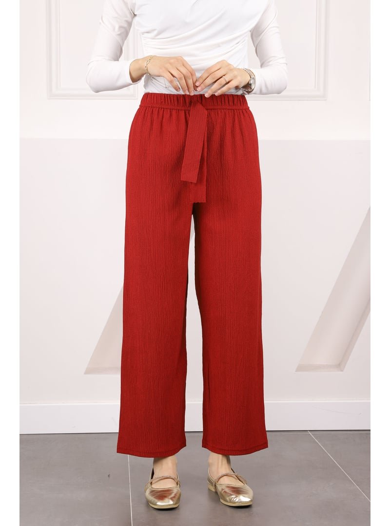 İmaj Butik Bordo Bürümcük Bol Paça Pantolon