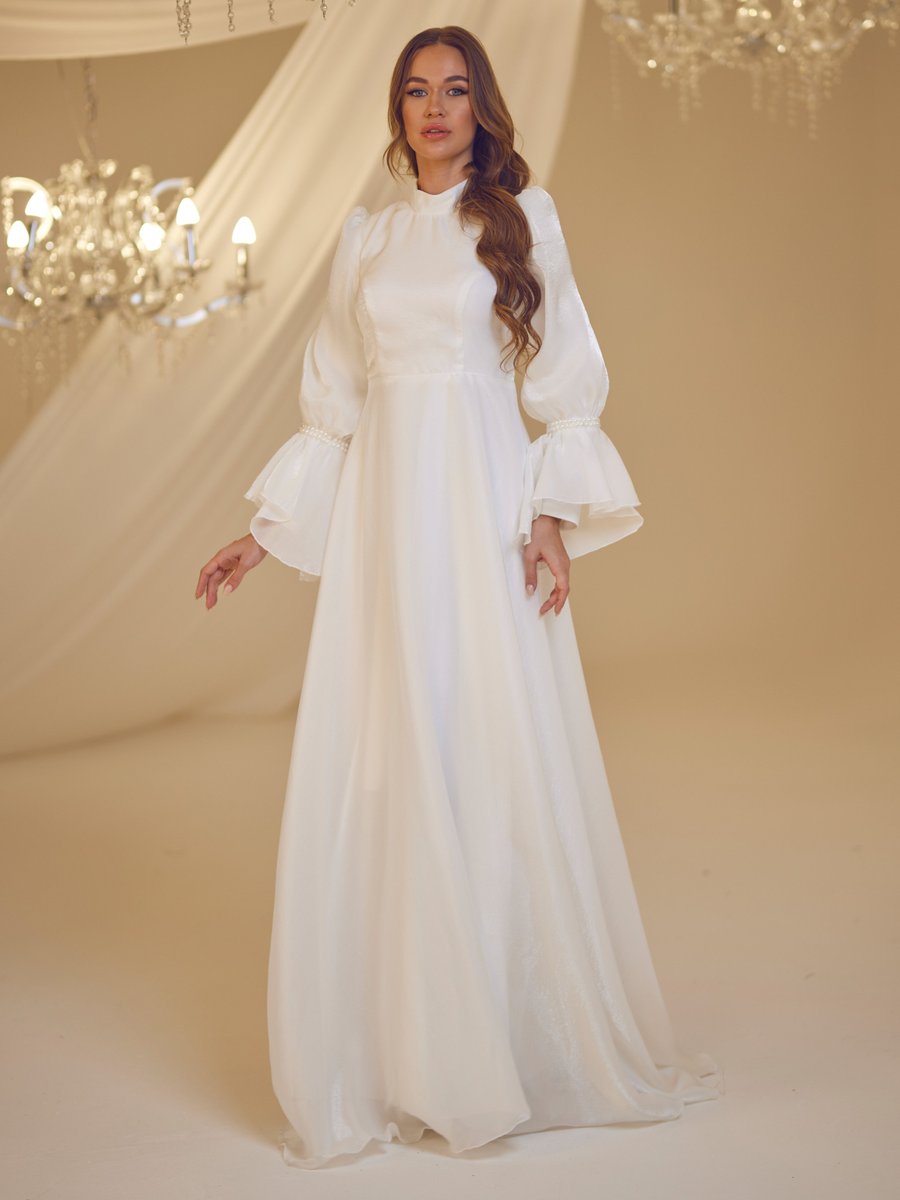 Burak Baran Fashion Beyaz İnci Abiye Elbise