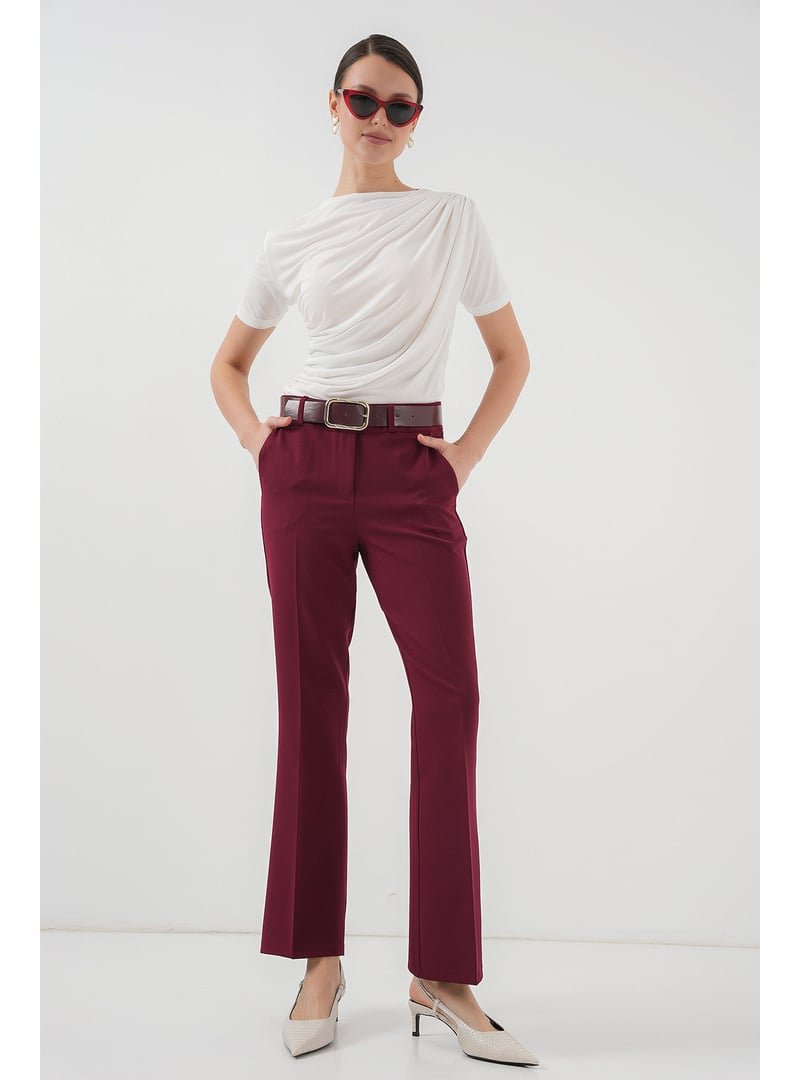 Bigdart Bordo Kemerli İspanyol Paça Pantolon