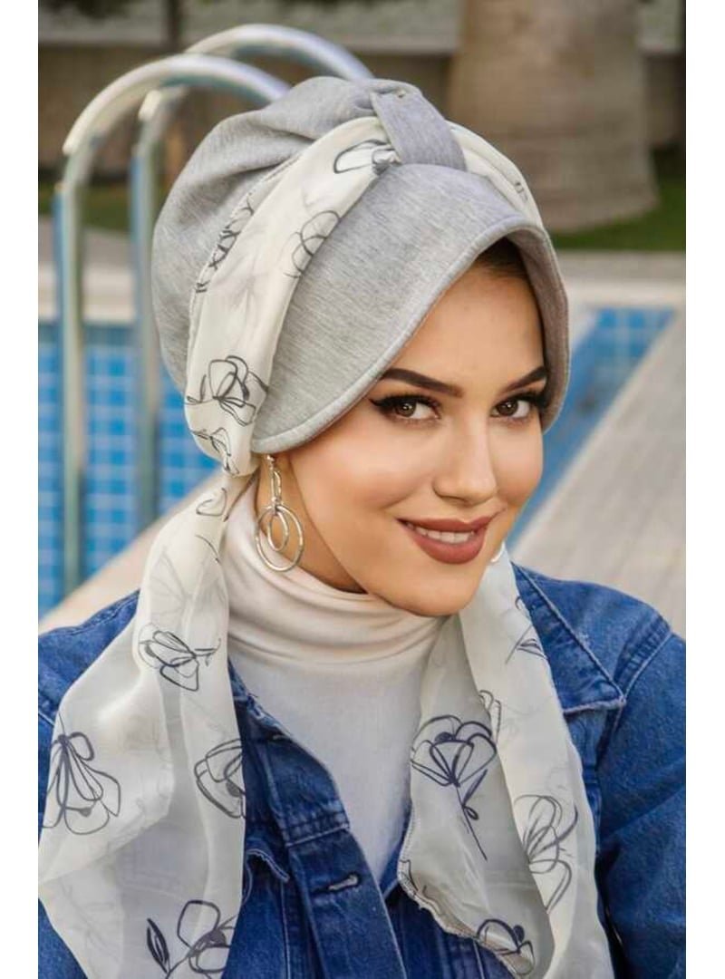 AİŞE TESETTÜR Dolgulu Fularlı Şapka Bone