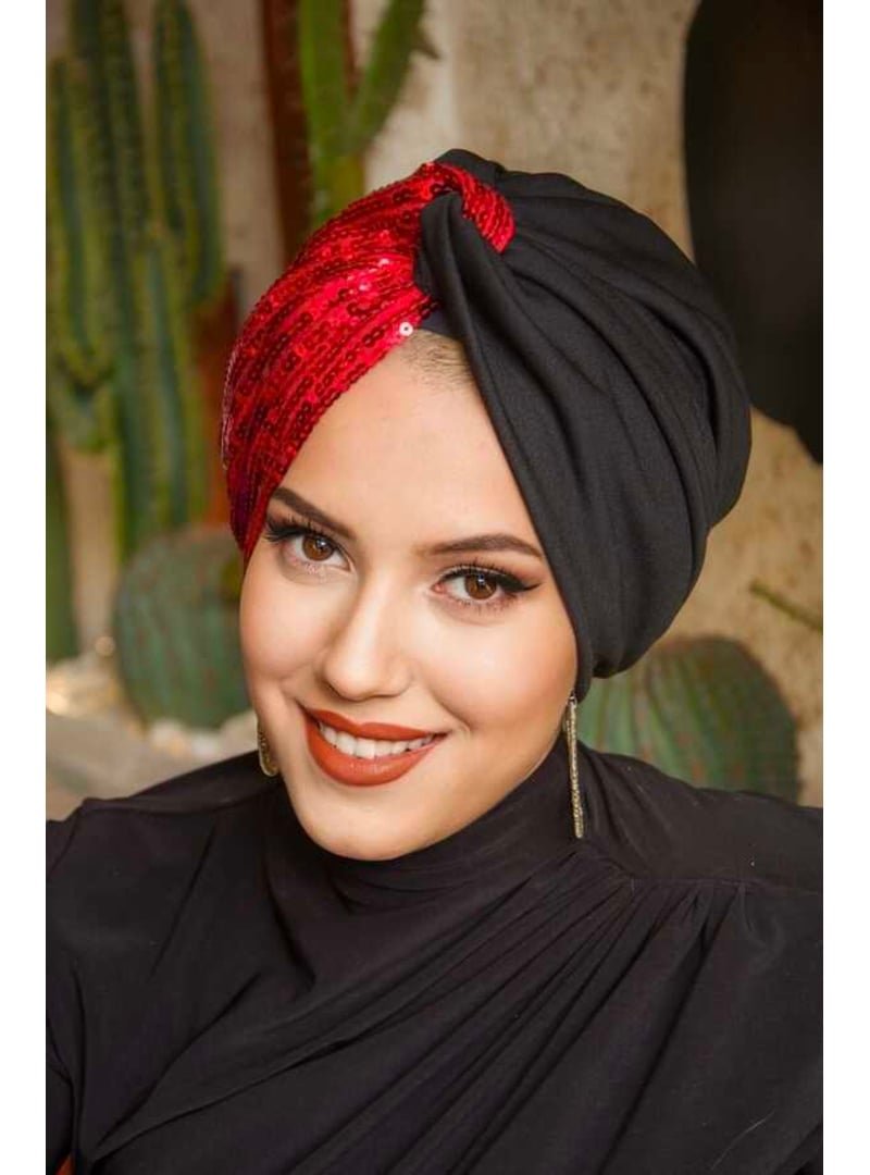 AİŞE TESETTÜR Payetli Burgu Model Dolgulu Abiye Bone