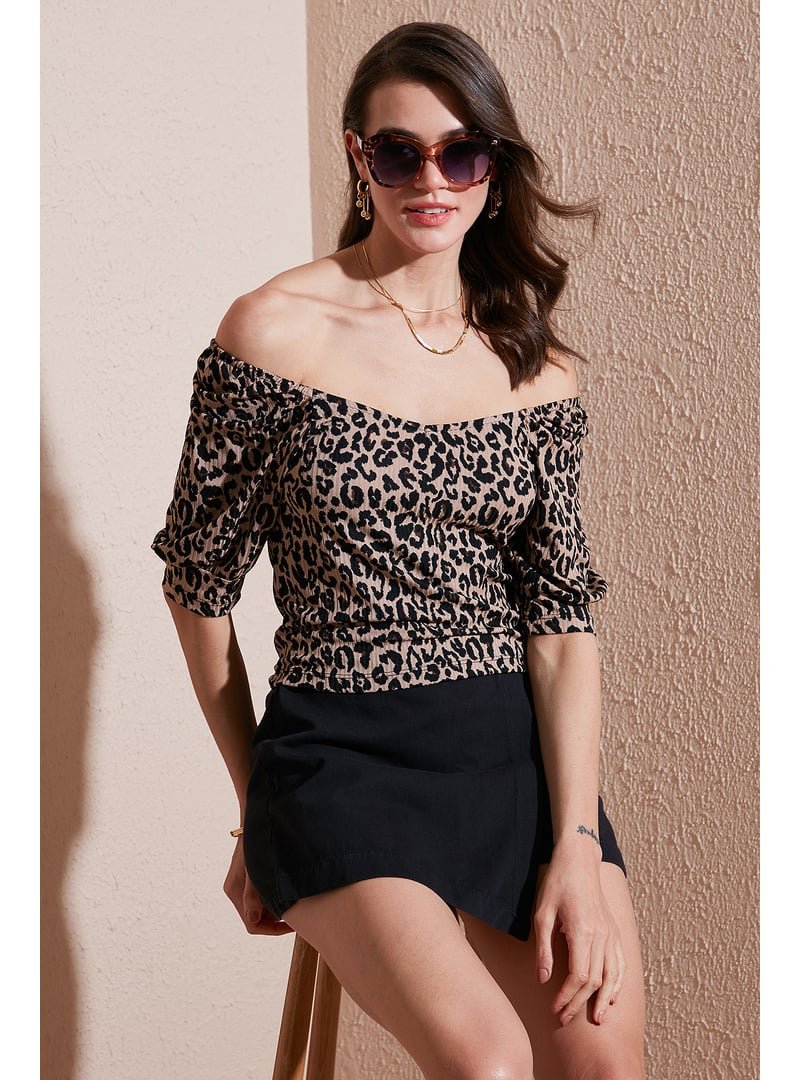 LELA Siyah Leopar Lela Bluz