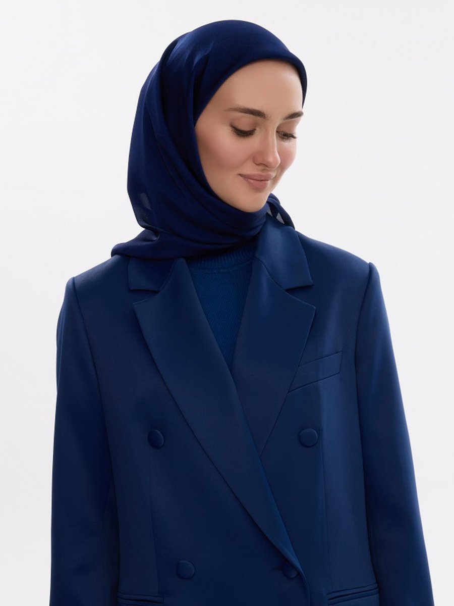 Camellia Scarfs Açık Lacivert İdol Saten Janjan Eşarp