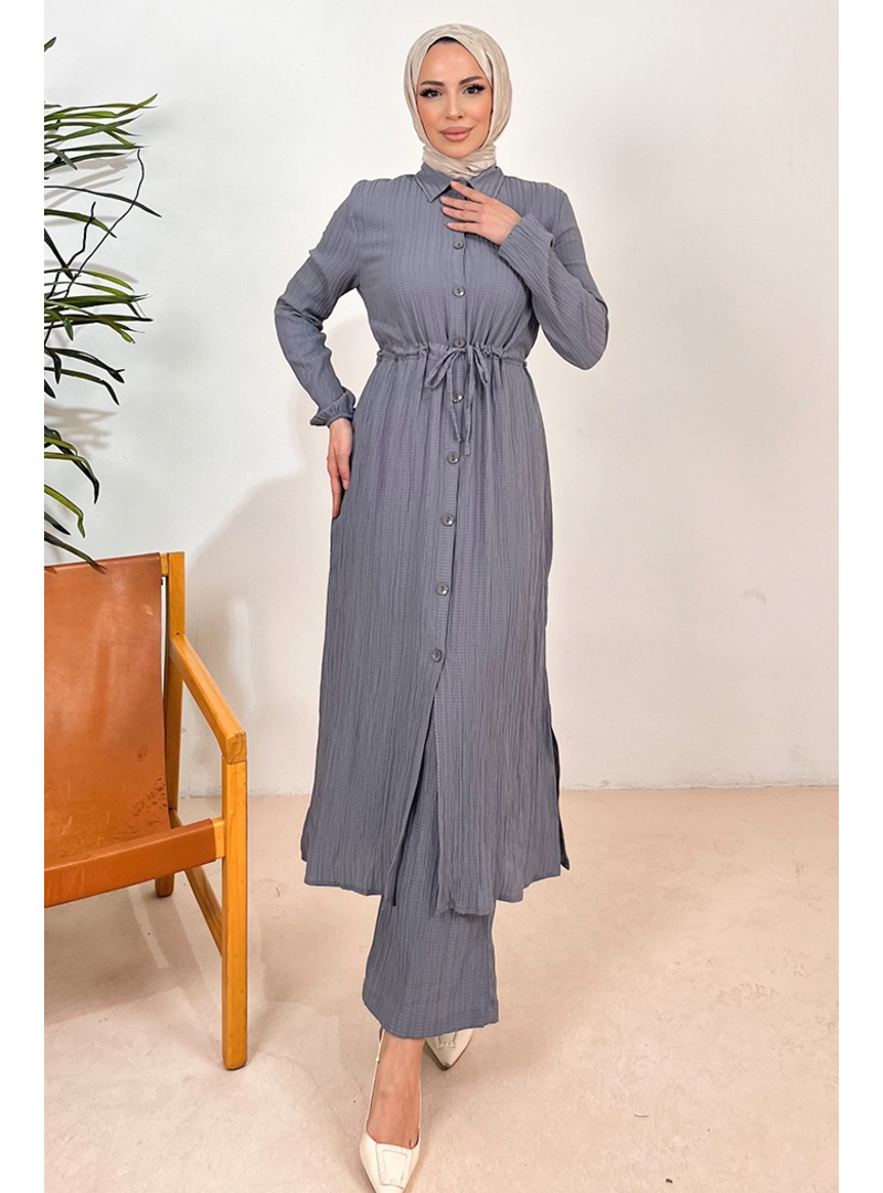 Bestenur Gri Ersay Tunik Pantolon İkili Takım