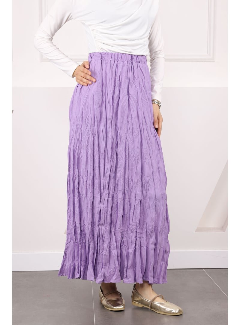 İmaj Butik Lila Bel Lastikli Kraş Etek