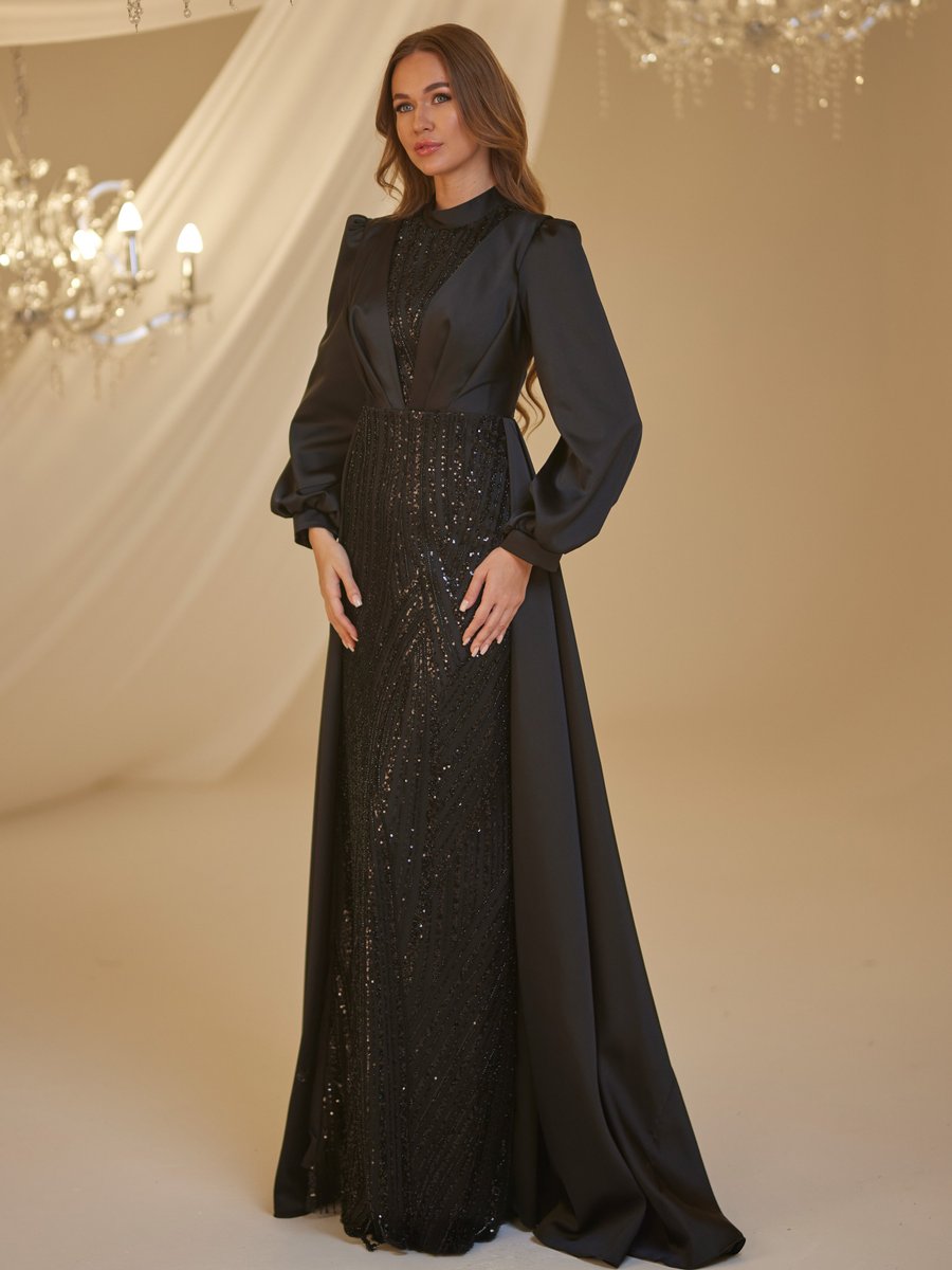 Burak Baran Fashion Siyah Karya Abiye Elbise