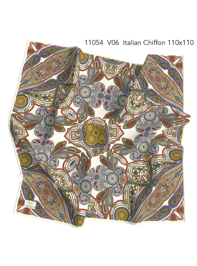 19v69 ITALIA Taba Desenli İtalyan Şifon Eşarp Askısı İle Birlikte 110x110 Cm