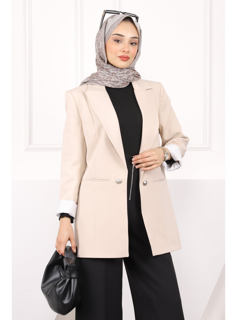 İmaj Butik Bej Astarlı Blazer Ceket