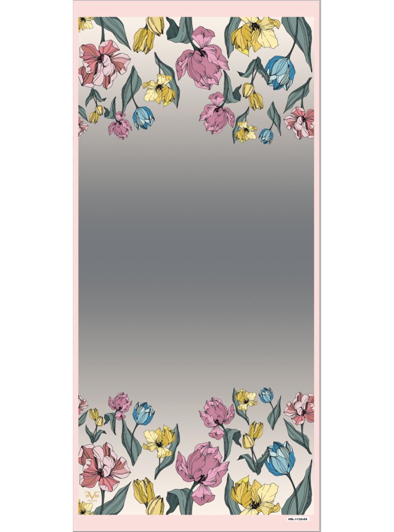 19v69 ITALIA Pudra Çiçekli Desen Pavia Seri Şal Askısı İle Birlikte 90x200 Cm Gri