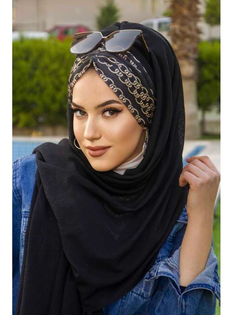 AİŞE TESETTÜR Zincir Desenli Büzgülü Hazır Şal