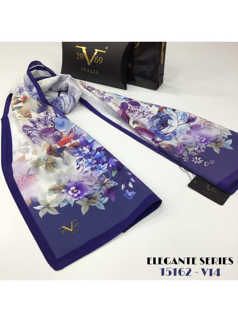 19v69 ITALIA Çiçekli Desen Elegante Seri Viscon Şal Askısı İle Birlikte 75x200 Cm Bej Kırmızı