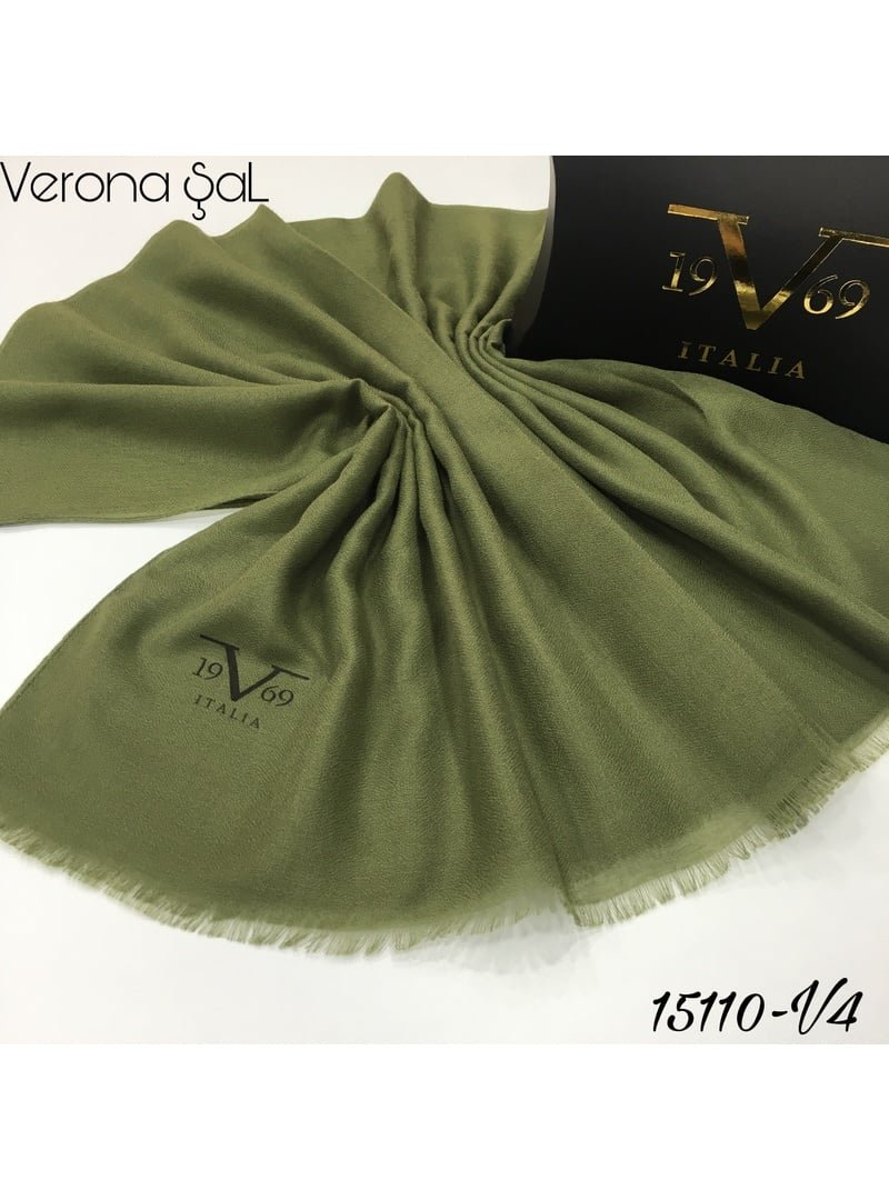 19v69 ITALIA Düz Dokuma Verona Seri Şal Askısı İle Birlikte 80x190 Cm Haki Yeşil