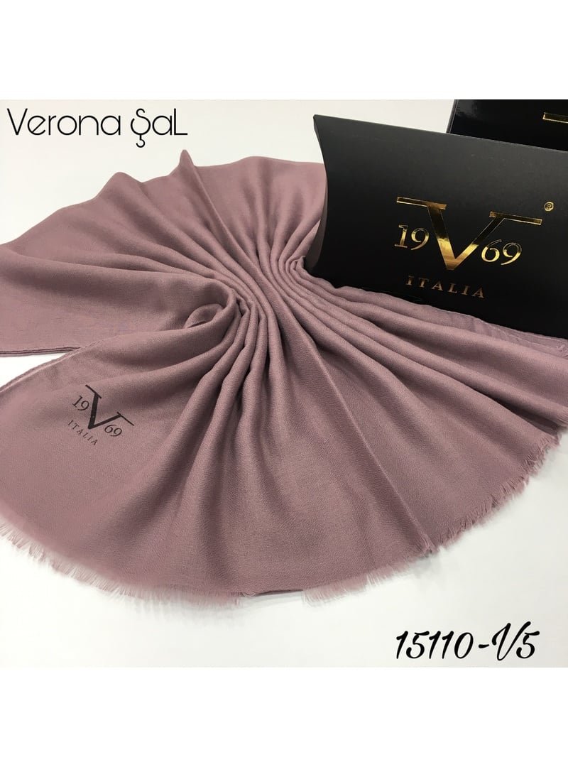 19v69 ITALIA Düz Dokuma Verona Seri Şal Askısı İle Birlikte 80x190 Cm Gül Kurusu