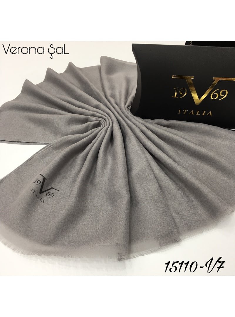 19v69 ITALIA Gri Düz Dokuma Verona Seri Şal Askısı İle Birlikte 80x190 Cm