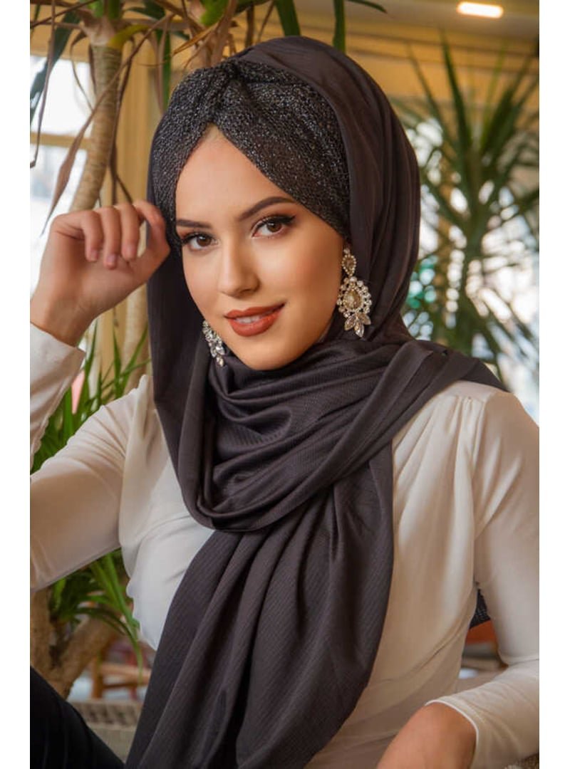 AİŞE TESETTÜR Işıltılı Desen Burgu Hazır Şal