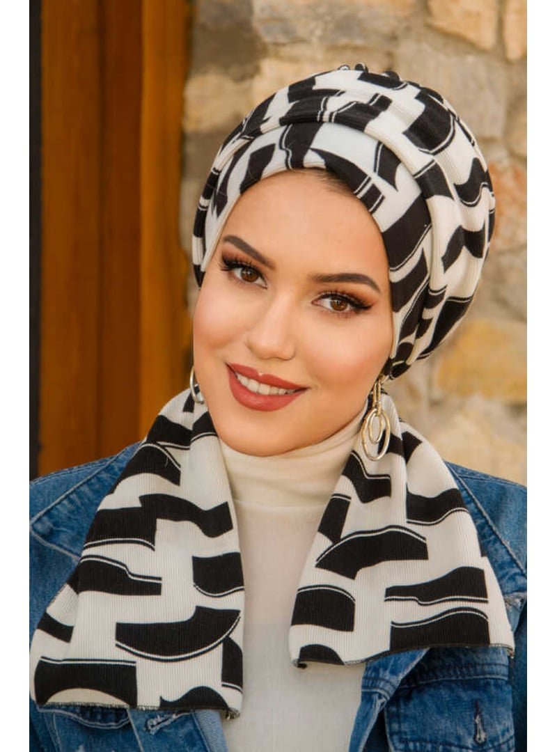AİŞE TESETTÜR Desen Atkılı Bone