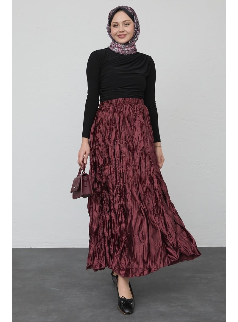InStyle Saten Kraş Bordo Etek