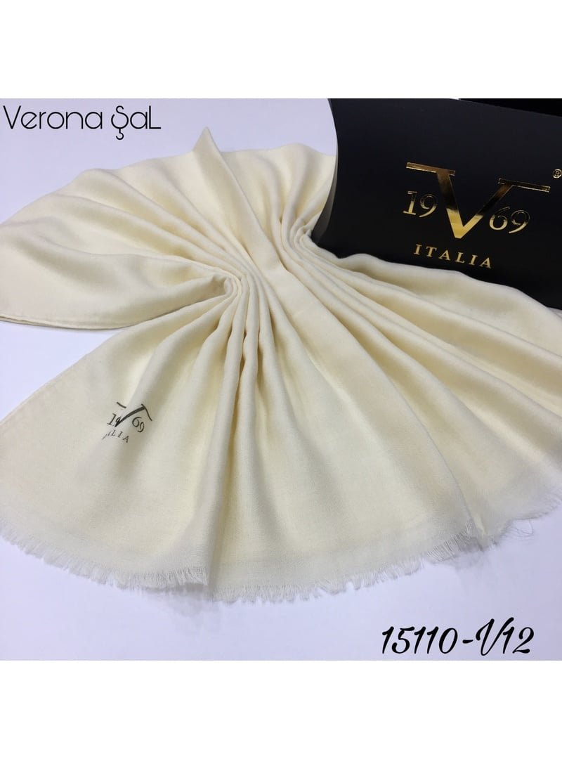 19v69 ITALIA Krem Düz Dokuma Verona Seri Şal Askısı İle Birlikte 80x190 Cm