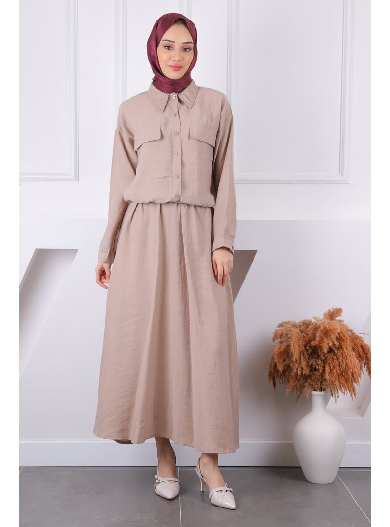 İmaj Butik Vizon Gömlek Etekli Modal Takım
