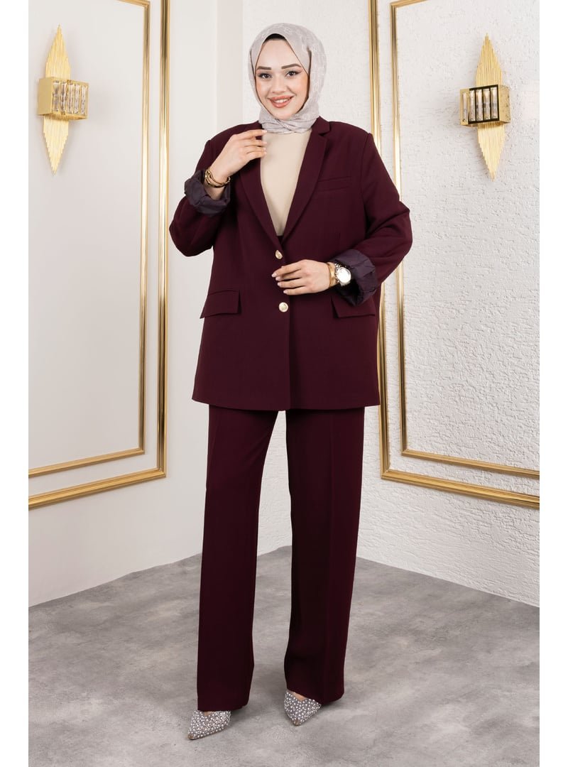 Tesettür Dünyası Bordo Premium Blazer Takım