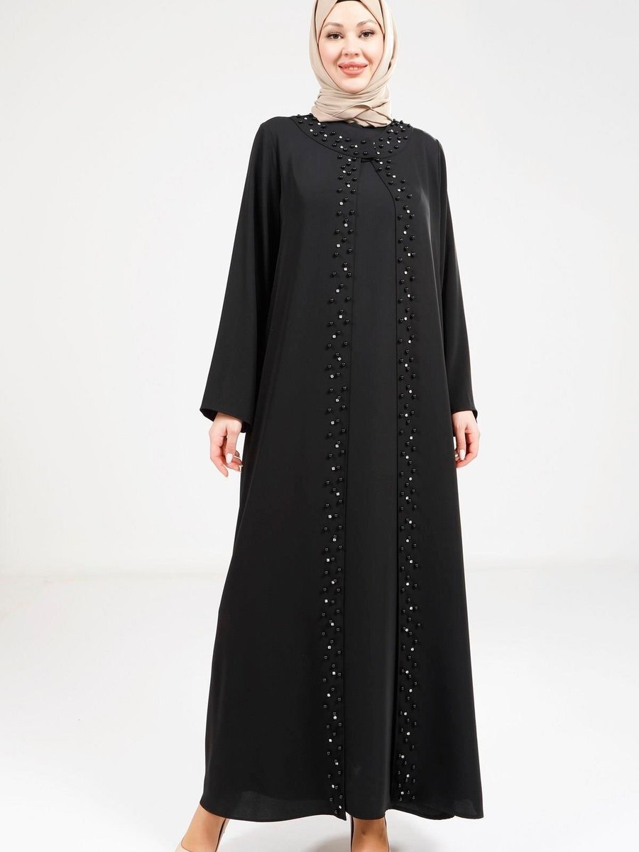 Beyza Siyah İnci Detaylı Abaya