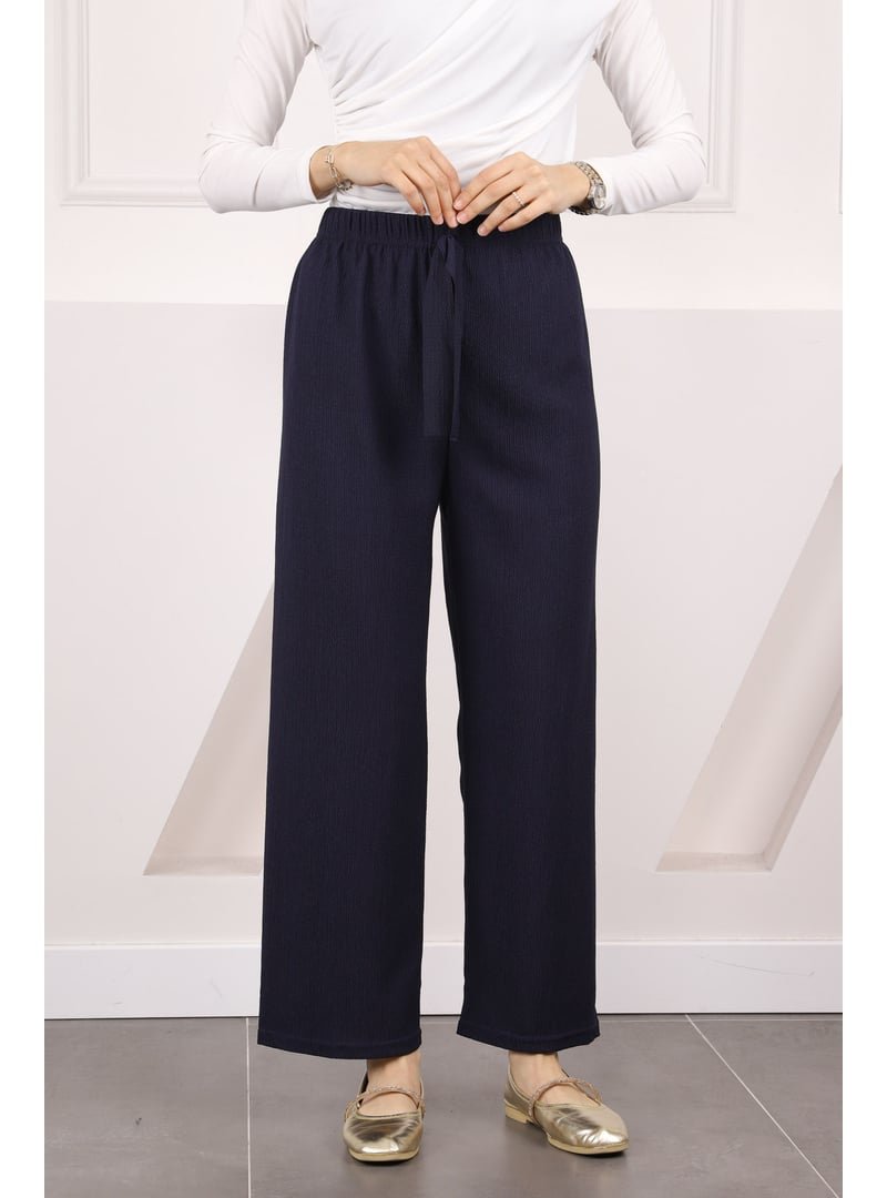 İmaj Butik Lacivert Bürümcük Bol Paça Pantolon