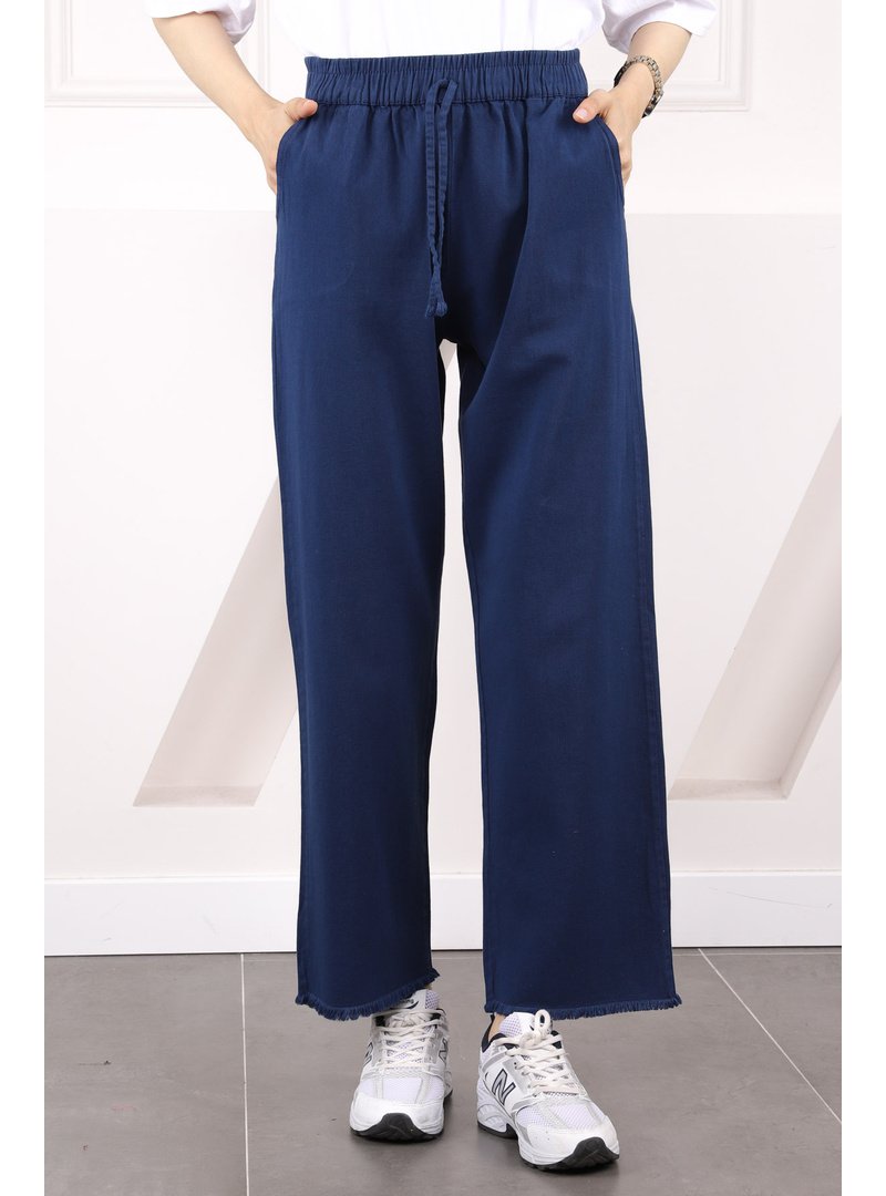 İmaj Butik Lacivert Bel Lastikli Cepli Gabardin Pantolon