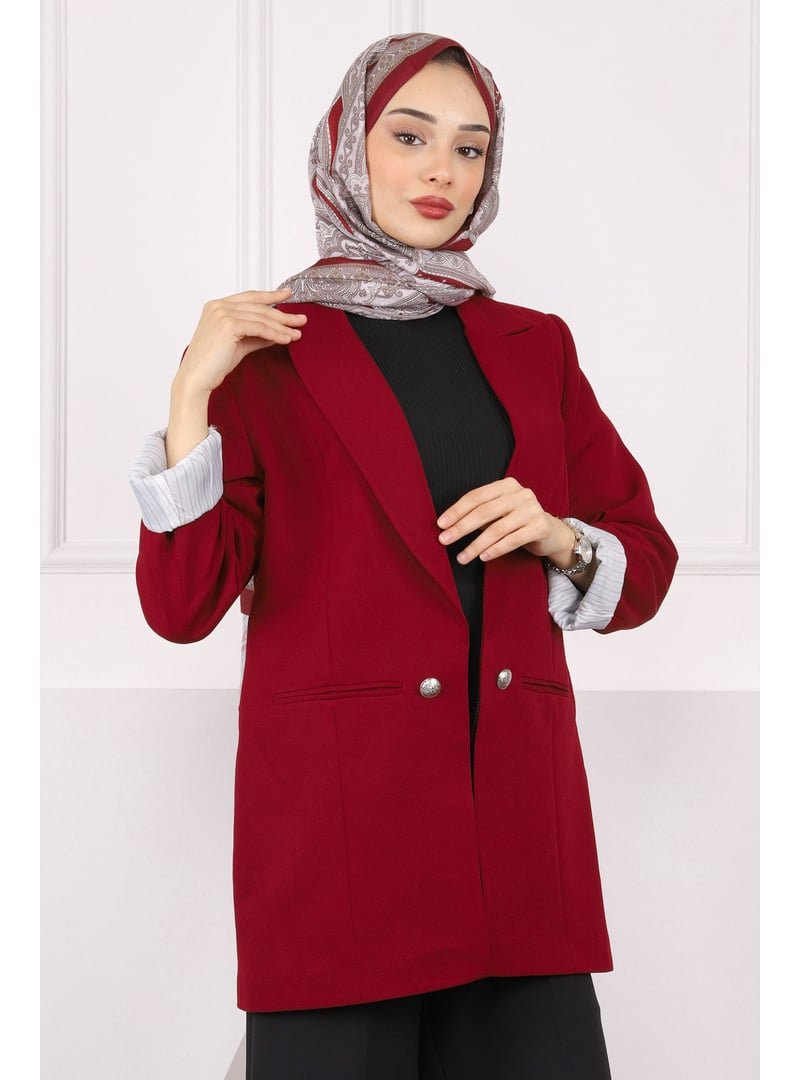 İmaj Butik Bordo Astarlı Blazer Ceket