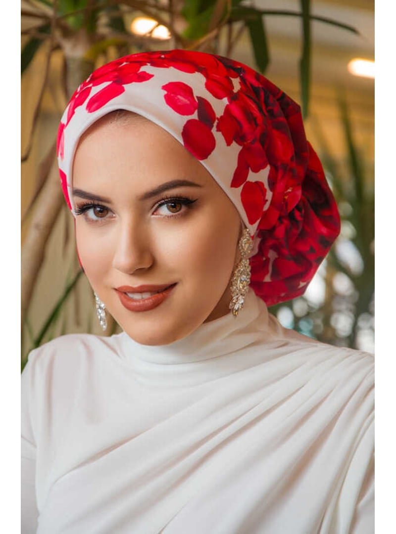 AİŞE TESETTÜR Gül Desen Çağla Hazır Türban