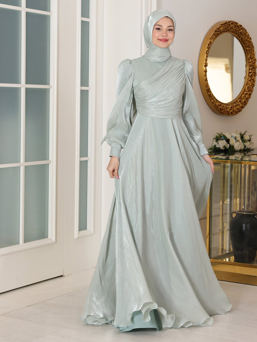 Azra Design Su Yeşili Bahar Abiye Elbise